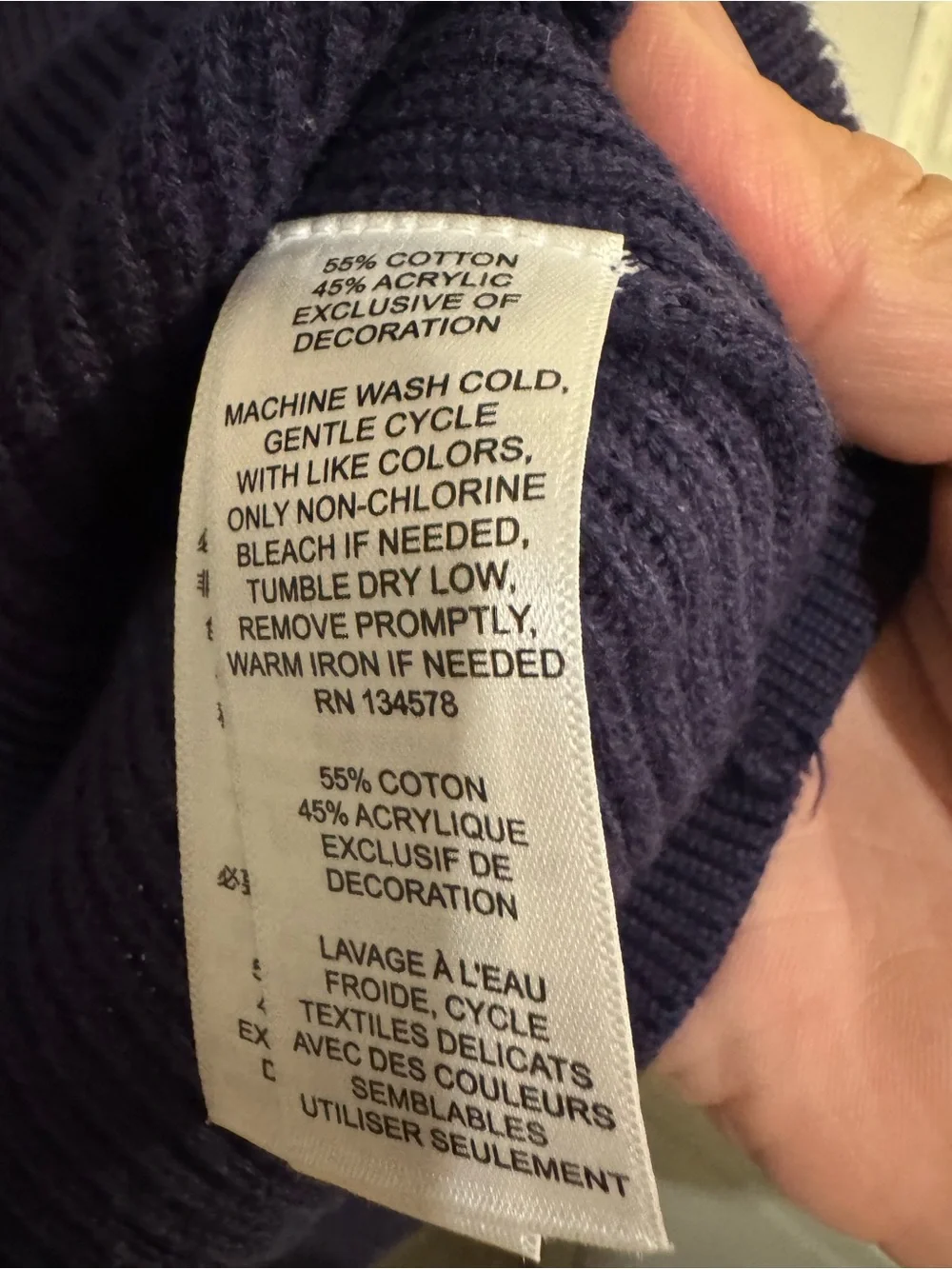 Vineyard Vines Men’s XL Navy Quarter Zip Sweater Cotton Blend Leather Trim